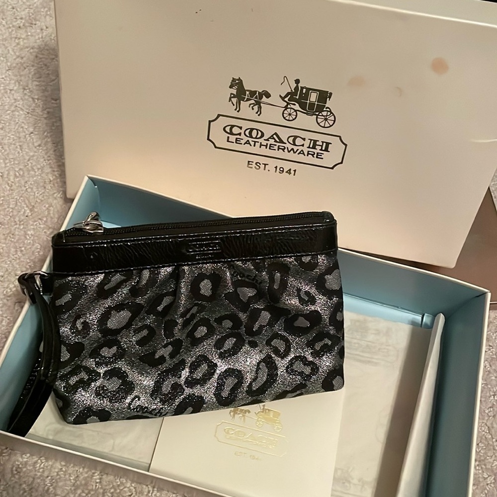 Leopard Coach Metallic Wristlet